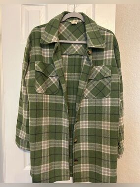 Hem & Thread Green Plaid Wool Blend Shacket